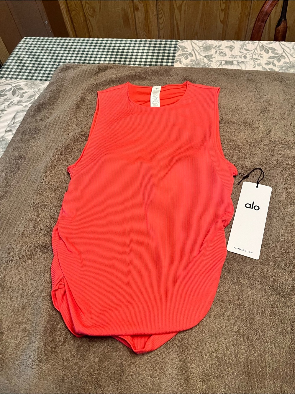 ALO Yoga Dark Orange/Red Ribbed Tank Top